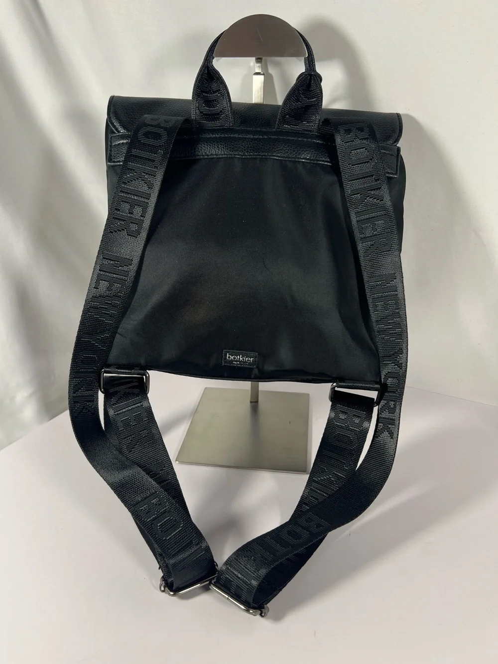 4045: NWT Botkier Black Nylon Leather Foldover Backpack